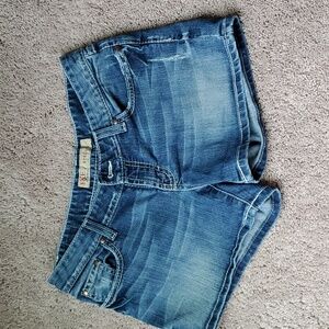 BKE Distressed Stella Denim Shorts Low Rise Fold Over Back Pockets 28